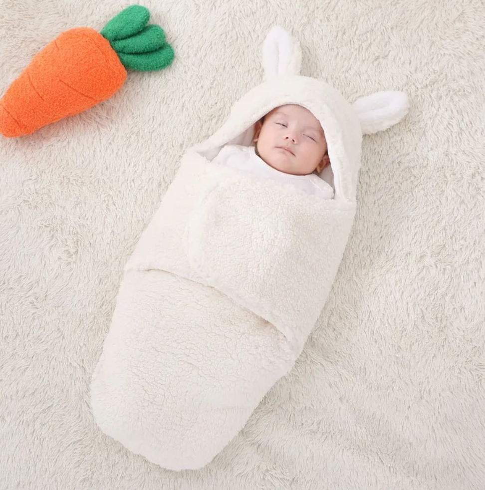 Saco de dormir de felpa con orejas grandes para muñecos reborn de 40 a 60 cm